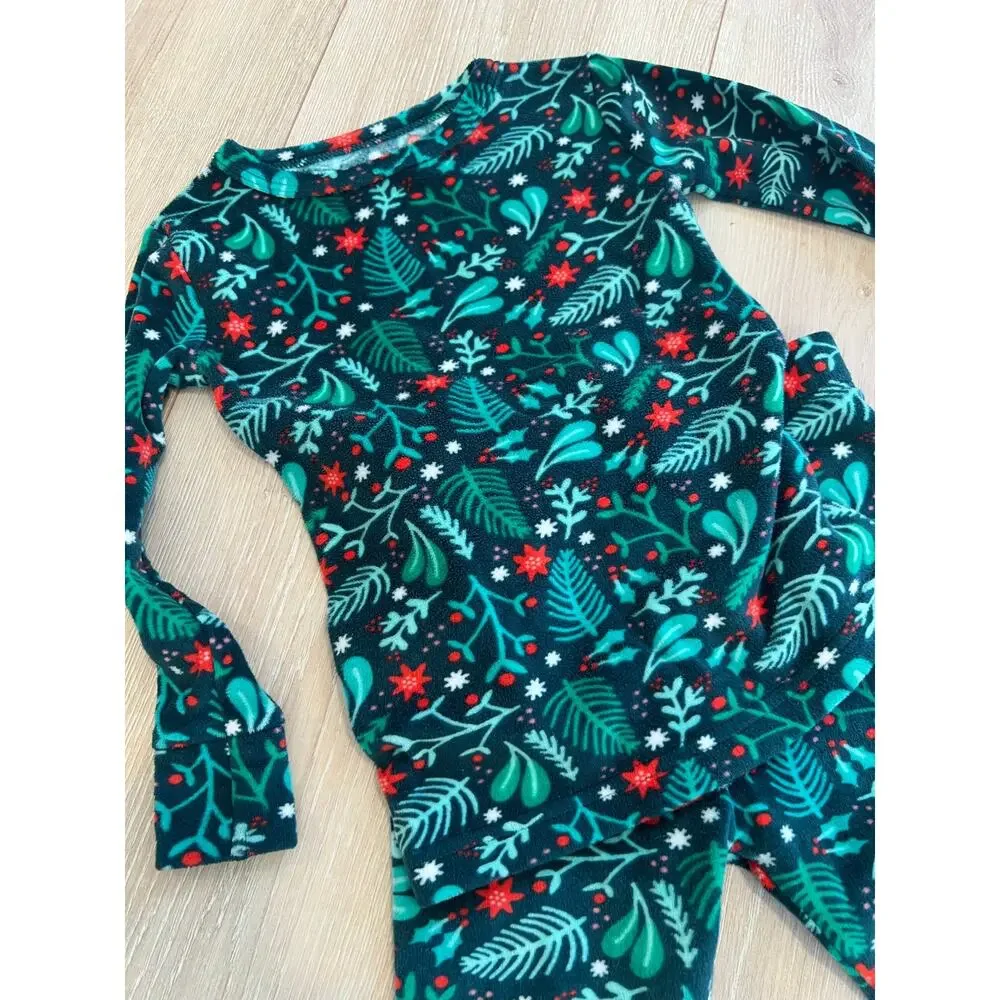 Cat & Jack 18 Mos Matching Christmas Pajamas Set Green Red Holly Berries